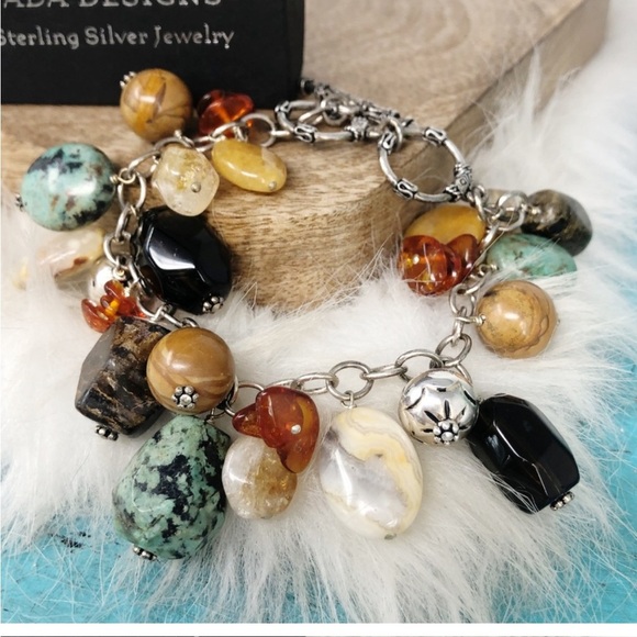 RARE! NLA. Silpada Sterling B1648.  Turquoise Chunky Cha Cha Bracelet - Picture 2 of 2